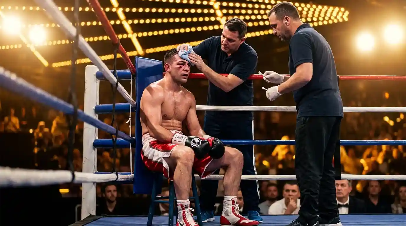 Boxer in der Ringecke während der Rundenpause — Live Wetten beim Boxen