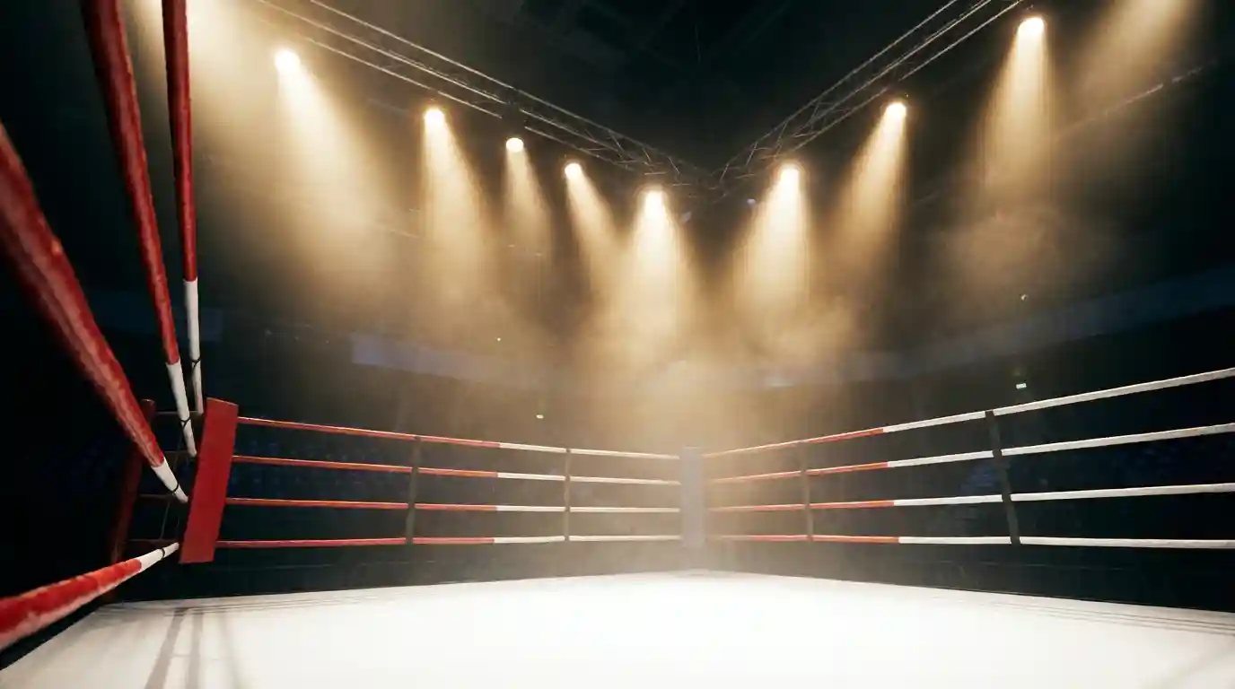 Boxring unter Scheinwerferlicht vor einem professionellen Titelkampf — Boxen Wett Tipps