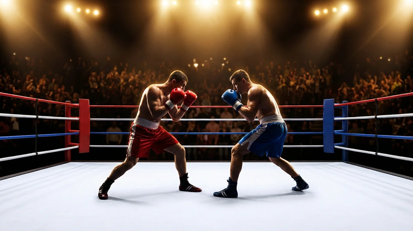 Zwei Boxer mit unterschiedlichen Kampfstilen im Ring — Out-Boxer hält Distanz gegen Druckboxer